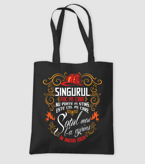 Pompier în inima mea model negru pe tricou