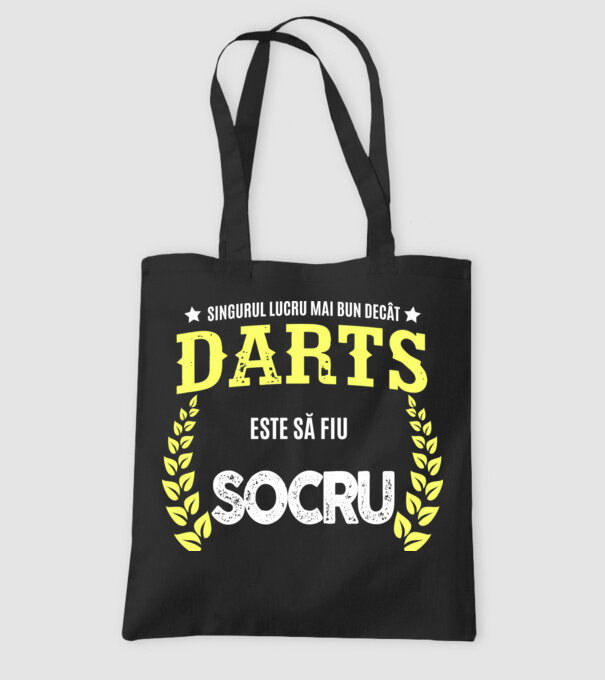 singurul lucru mai bun decât darts este să fiu socru model negru pe tricou