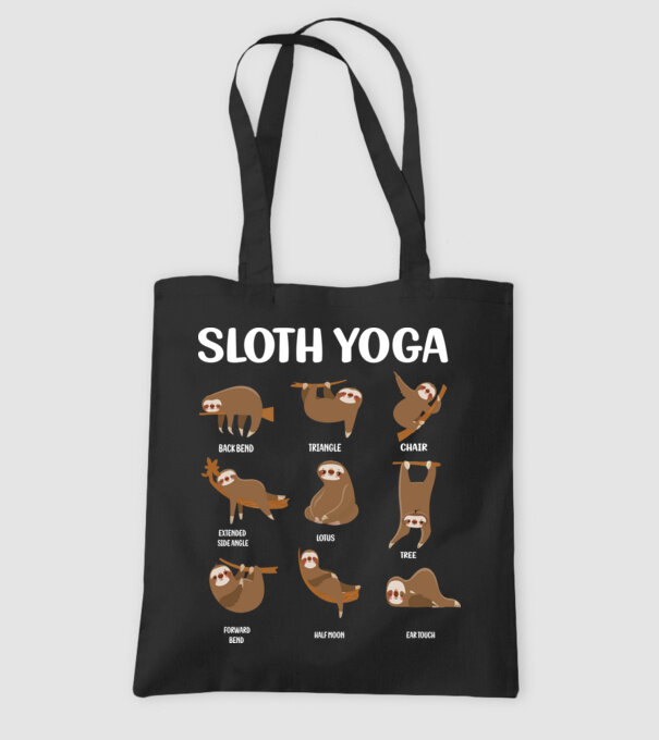 Sloth yoga model negru pe tricou