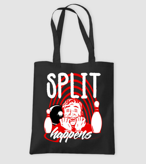 Split Happens model negru pe tricou