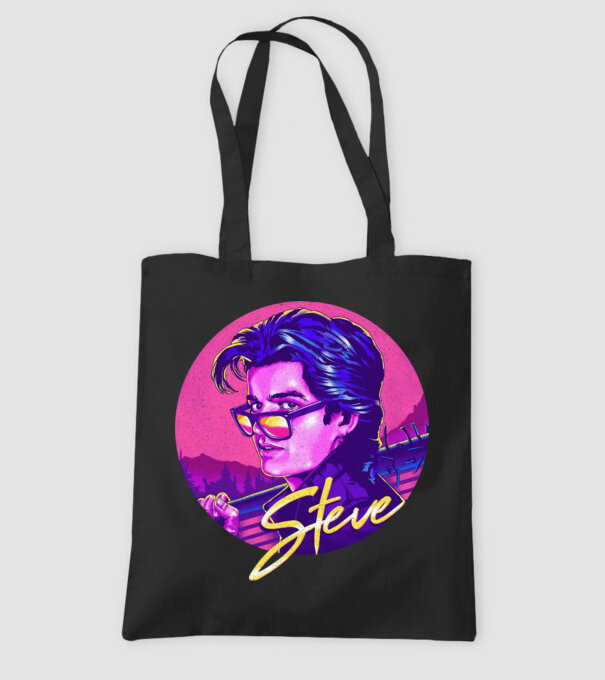 steve neon stranger things model negru pe tricou