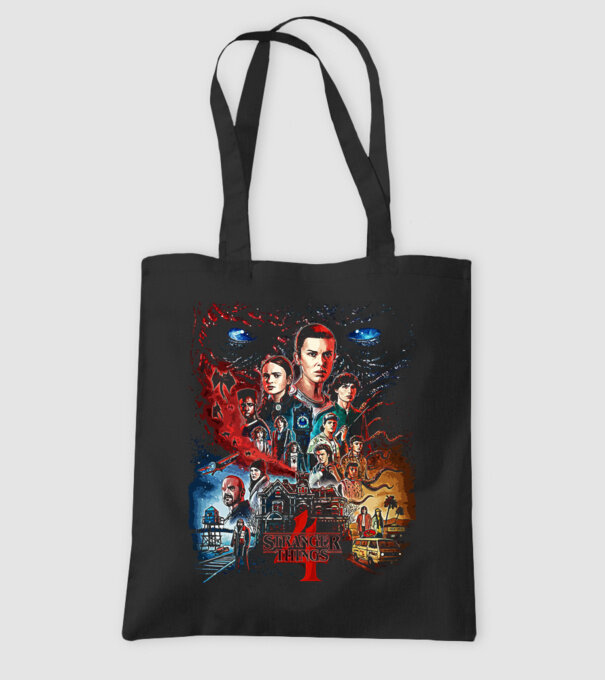 stranger things poster model negru pe tricou