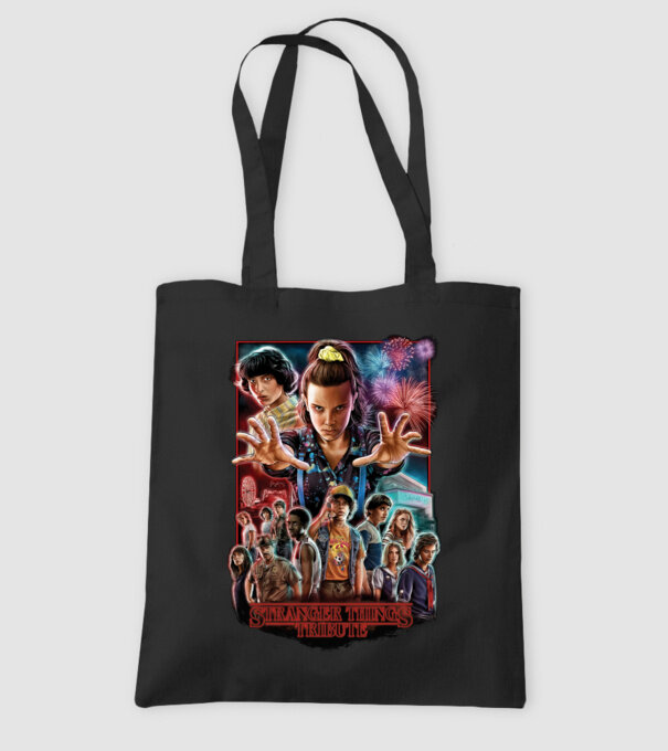 stranger things tribute poster model negru pe tricou