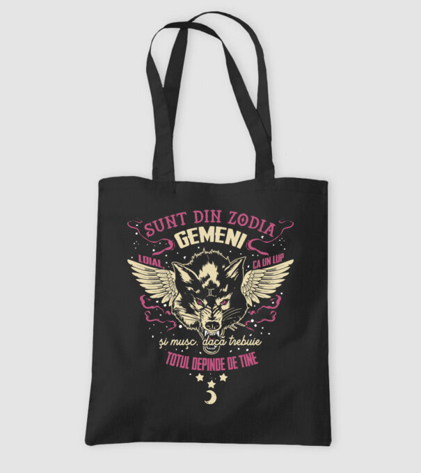 GEMENI model negru pe tricou