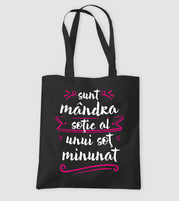 Sunt mândra soție a unui soț minunat model negru pe tricou