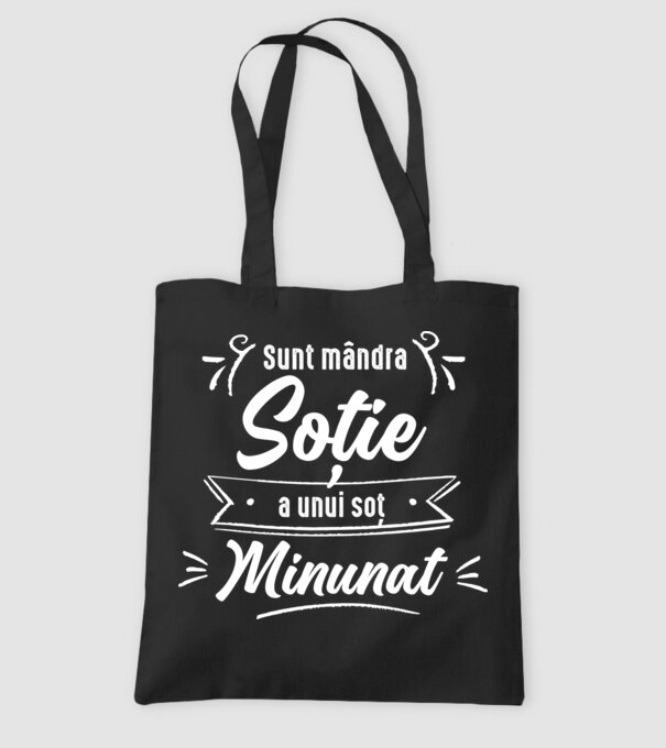 Sunt mândra soție a unui soț minunat model negru pe tricou