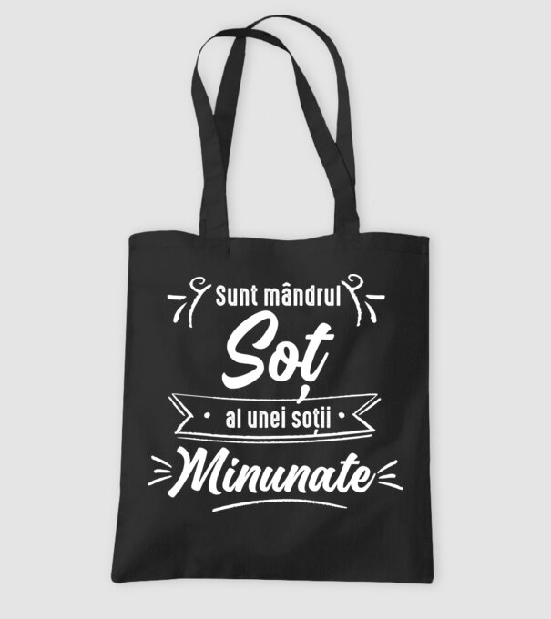 Sunt mândrul soț al unei soții minunate model negru pe tricou