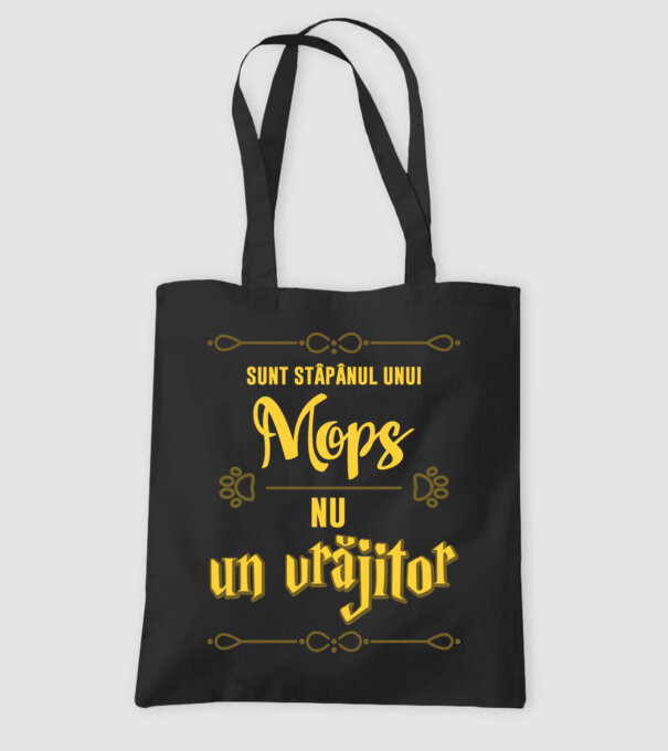 sunt stăpânul unui mops, nu un vrăjitor model negru pe tricou
