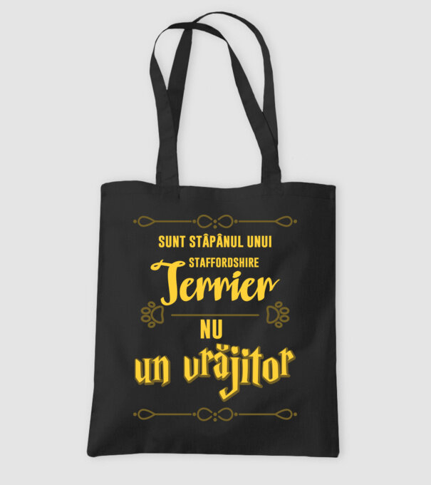 sunt stăpânul unui staffordshire terrier, nu un vrăjitor model negru pe tricou