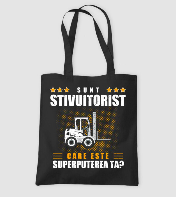 Sunt stivuitorist, care este superputerea ta model negru pe tricou