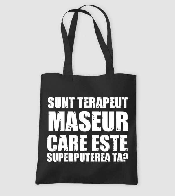 sunt terapeut de masaj, care este superputerea ta? model negru pe tricou