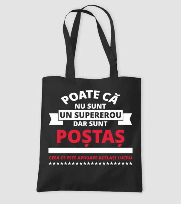 Supererou poştaş model negru pe tricou