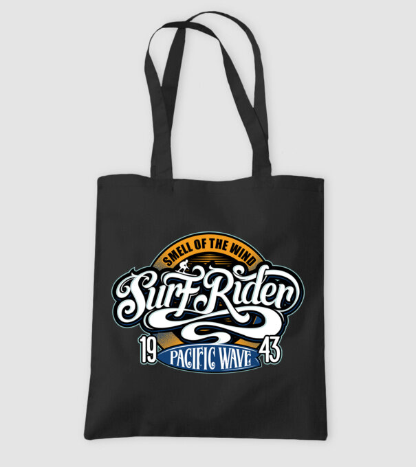Surf Rider model negru pe tricou
