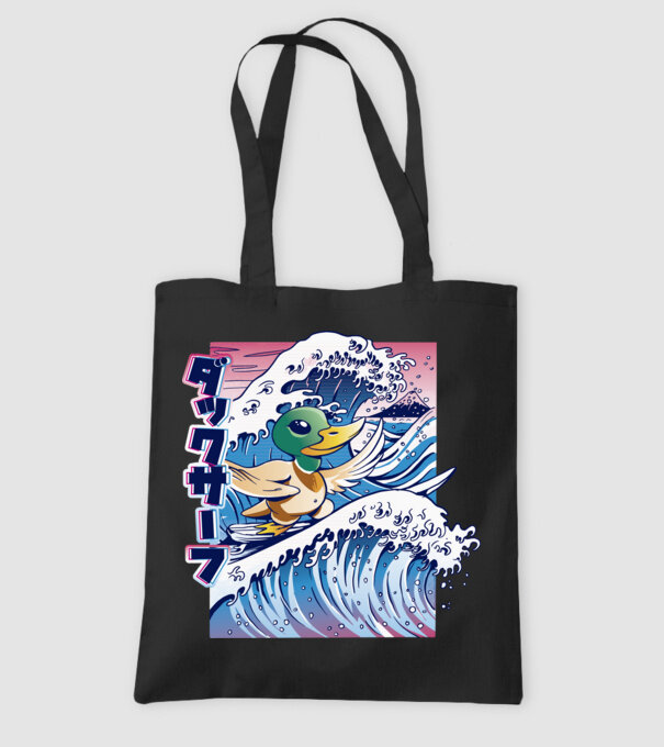 Surfer Duck model negru pe tricou