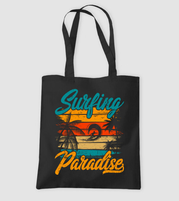 Surfing Paradise model negru pe tricou