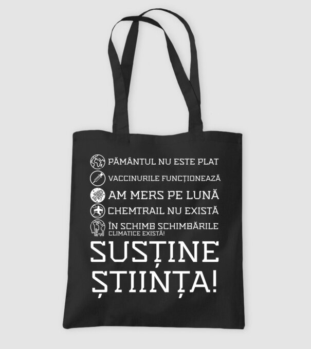 pământul nu este plat, vaccinurile funcționează, chemtrail nu există, în schimb schimbările climatice există, susține știința! model negru pe tricou