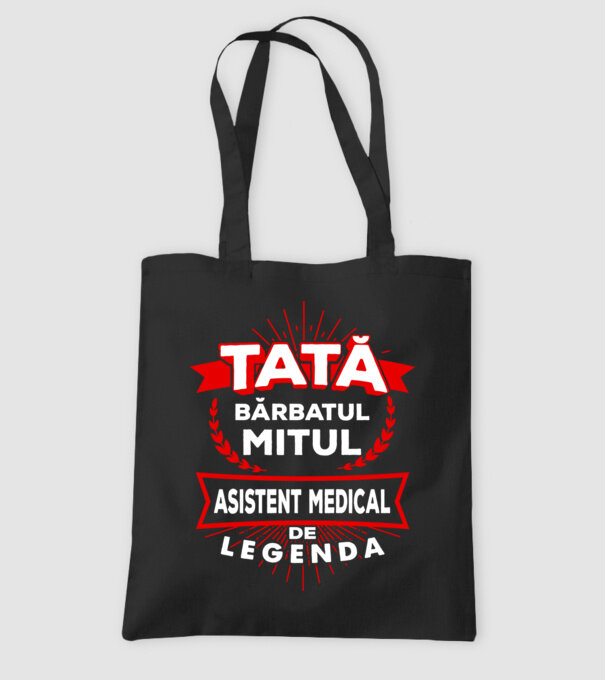 Tată - bărbatul, mitul, asistent medical de legendă model negru pe tricou