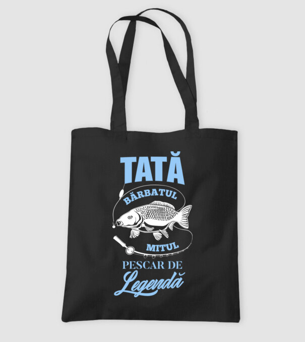 tată - bărbatul, mitul, pescar de legendă model negru pe tricou