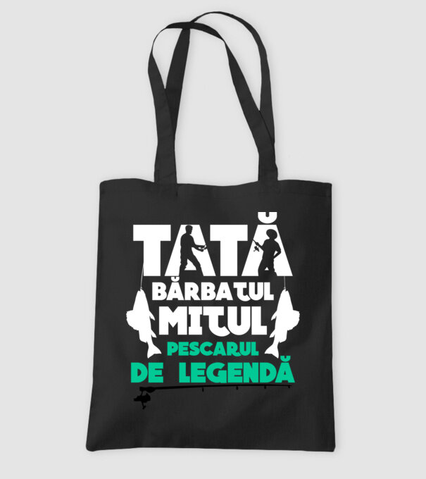 Tată - bărbatul, mitul, pescarul de legendă model negru pe tricou