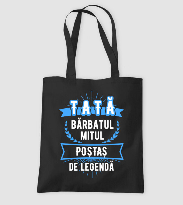 tată - bărbatul, mitul, poștaș de legendă model negru pe tricou
