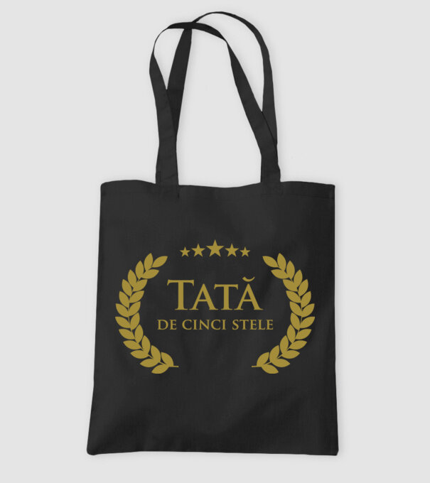 Tată de cinci stele model negru pe tricou