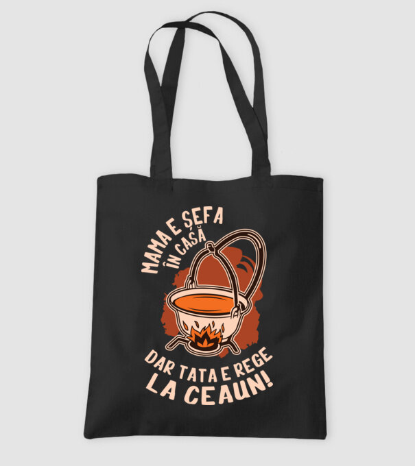 Mama e șefa în casă, dar tata e rege la ceaun! model negru pe tricou