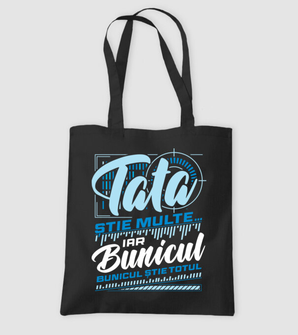 Tata știe multe iar bunicul știe totul model negru pe tricou