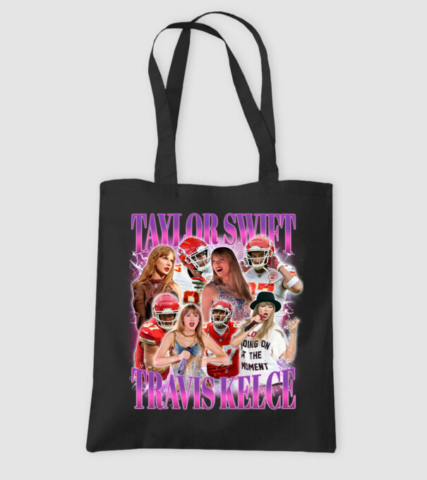 Taylor Swift ERAS Travis Kelce bootleg model negru pe tricou