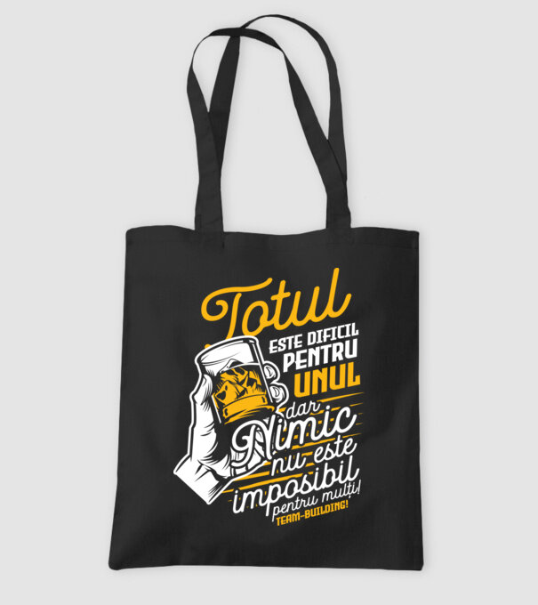 Totul este dificil pentru unul, dar nimic nu este imposibil pentru mulți! Team-building model negru pe tricou