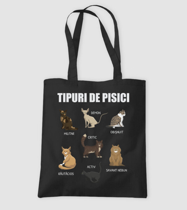 Tipuri de pisici model negru pe tricou
