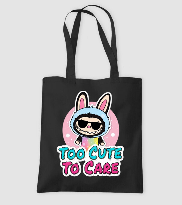 Too cute to care model negru pe tricou