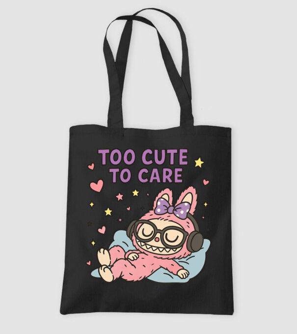 Too cute to care model negru pe tricou