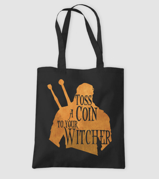 Toss a Coin to your Witcher model negru pe tricou