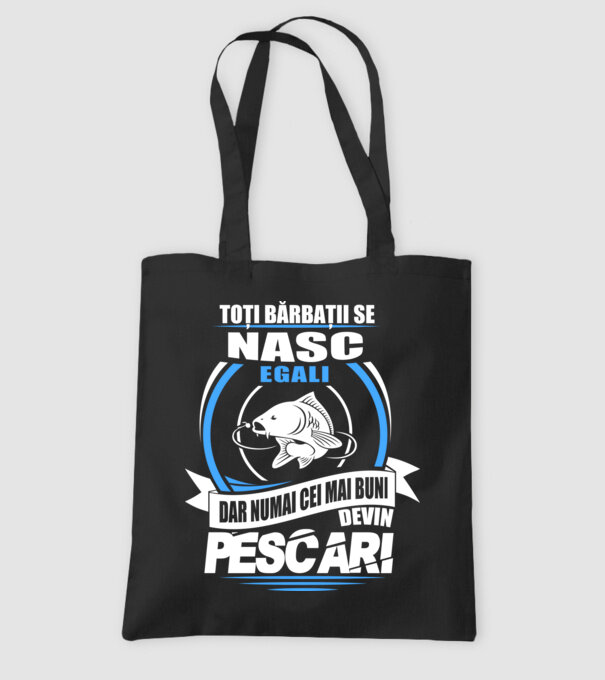 Toți bărbații se nasc egali pescari model negru pe tricou