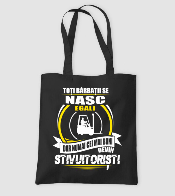 Toți bărbații se nasc egali stivuitoriști model negru pe tricou