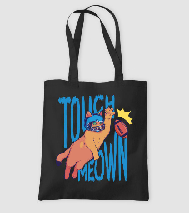 Touch Meow model negru pe tricou