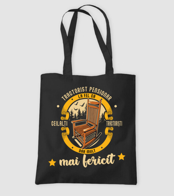 TRACTORIST pensionar - la fel ca ceilalți tractoriști, dar mult mai fericit model negru pe tricou