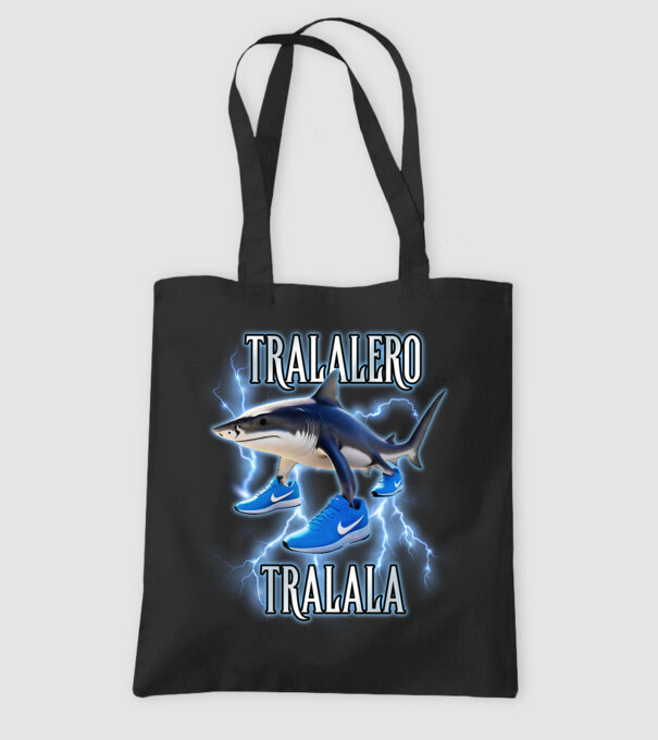 Tralalero Tralala model negru pe tricou