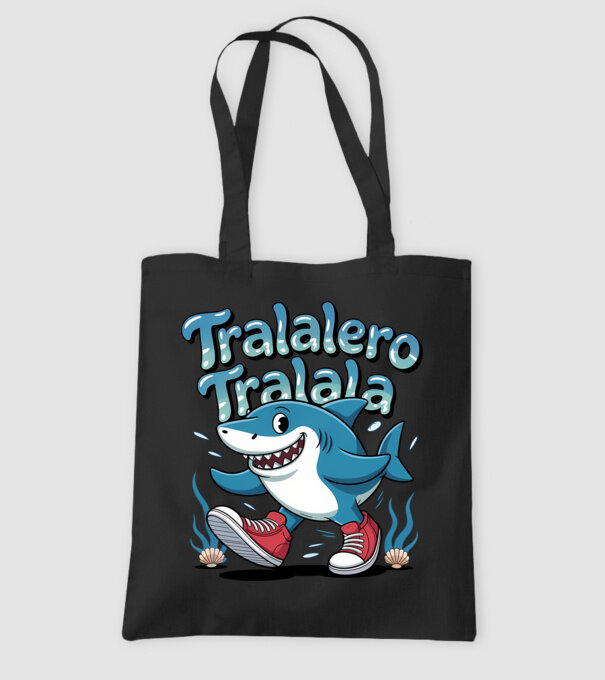 Tralalero Tralala drăguț model negru pe tricou