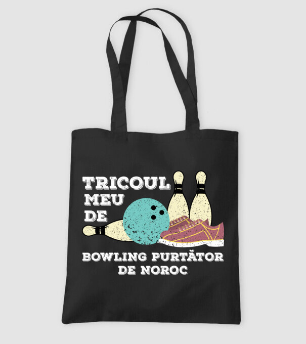 tricoul meu de bowling purtător de noroc model negru pe tricou