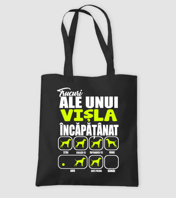 trucuri ale unui vișla încăpățânat stai, culcă-te, întoarce-te, vino, adu, bate palma, rămâi model negru pe tricou