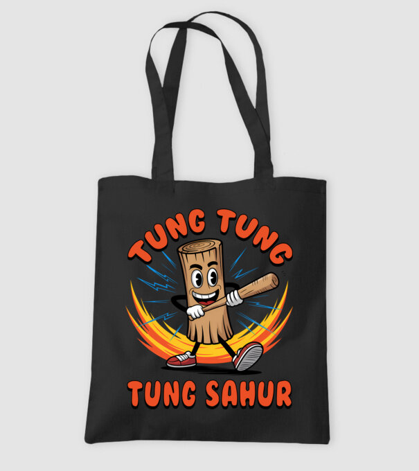 Tung Tung Tung Sahur drăguț model negru pe tricou
