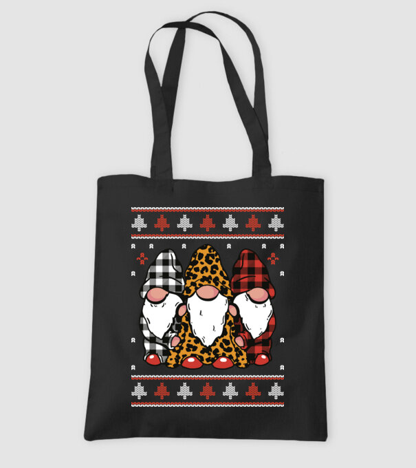 Ugly sweater gnomes model negru pe tricou