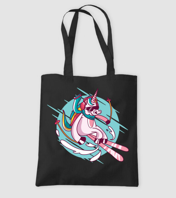Unicorn ski model negru pe tricou
