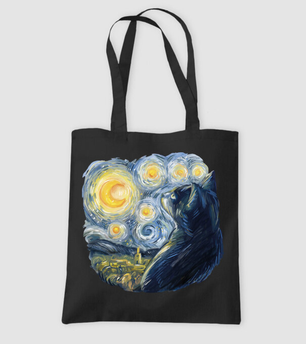 Van Gogh cat model negru pe tricou