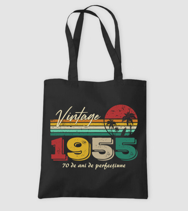 VINTAGE 1955 model negru pe tricou