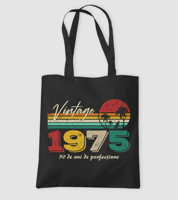 VINTAGE 1975 model negru pe tricou