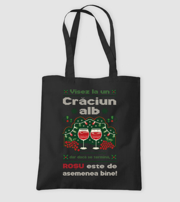 Visez la un Crăciun alb dar dacă se termină, Roșu este de asemenea bine! Negru model negru pe tricou