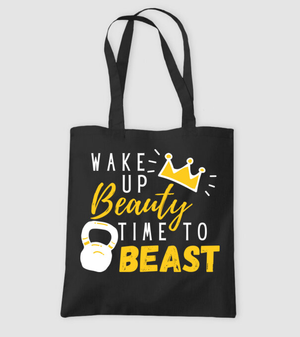 Wake Up Beauty Time To Beast model negru pe tricou
