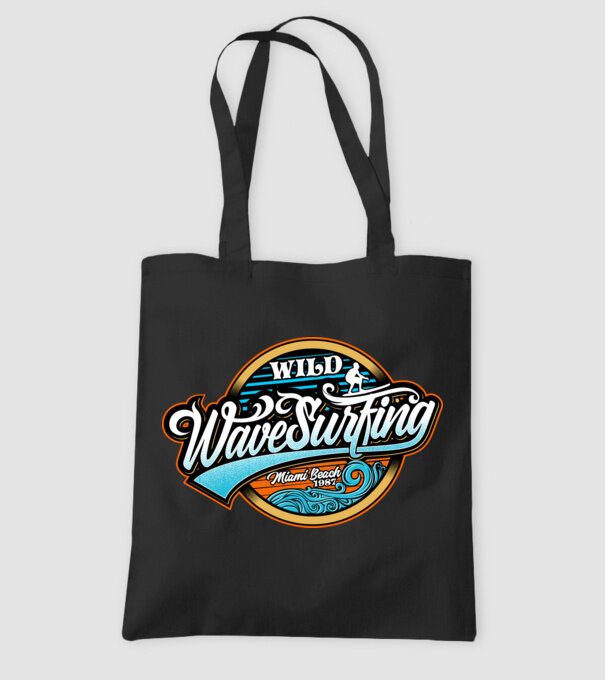 WaveSurfing model negru pe tricou
